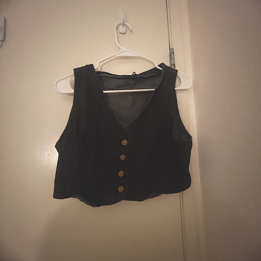 cider cropped jean vest